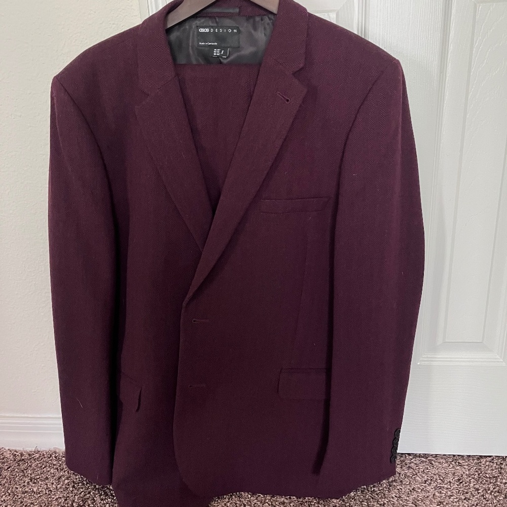 Men's ASOS Burgundy Suit Set